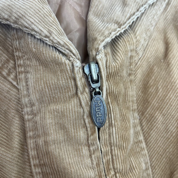 Mudd Y2K Tan Corduroy Zip Up Collared Jacket Academia sz XL Preppy Gilmore Girls - Picture 4 of 13